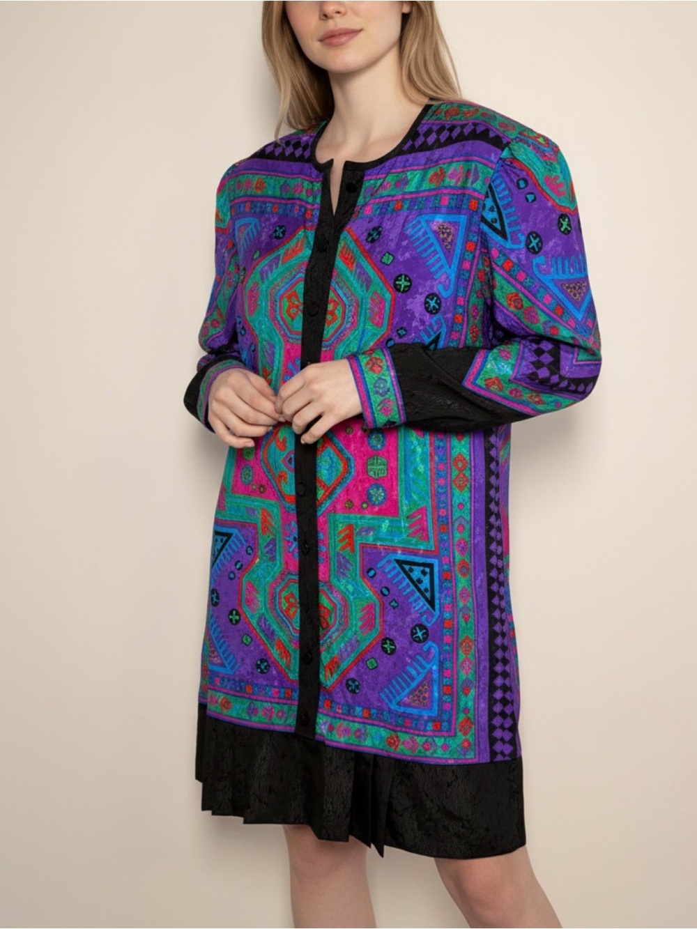 Anthony Sicari Vintage 1980’s maximalist geometric Shirt Dress/Tunic Size 12.